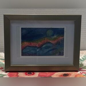 “I Love You To The Moon And Back” Original watercolour Painting in frame